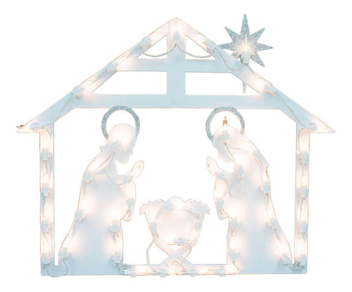 Decoracin De Silueta De Ventana De Navidad Con Luz Blanca De