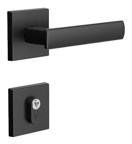 Fechadura Externa Maçaneta Quadrada Preto Fosco 3f 740e/117