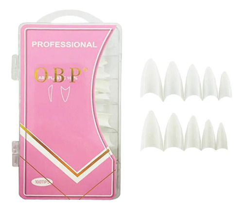 Caja Con 100 Tip Uña Postiza Stiletto Blanca O Transparente | Meses sin interés