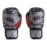 Guantes De Boxeo / Muay Thai /kick  Negro Dragones Plateados