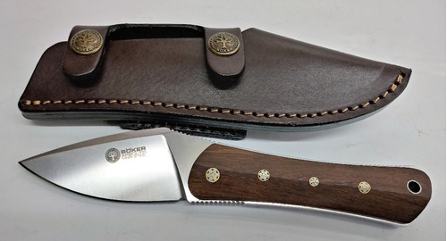 Cuchillo Boker Arbolito Lobo Marron 372g Con Vaina De Cuero!