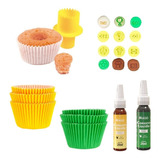 Kit Futebol Forminha Cupcake Carimbos Cortador Corantes Mago