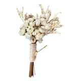 5 Lapelas Flores Naturais Desidratadas Off White + Alfinete