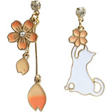 Aretes Asimétricos Para Mujer, Aretes De Flor De Gato Juguet