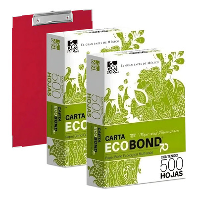 Papel Bond Carta 1000 Hojas Ecobond Blanco Con Tabla Clip | MercadoLibre