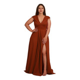 Vestido Longo De Festa Plus Size Com Fenda Ps50