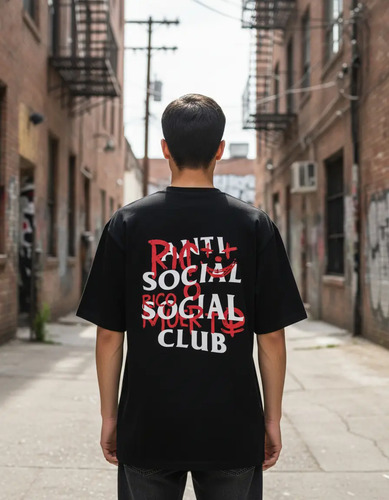 Playera Anti Social Club Rico O Muerto Con Pedreria Brillos