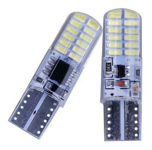 Par De Focos Led De Pellizcos T10 Blancos Con Estrobo De Gel