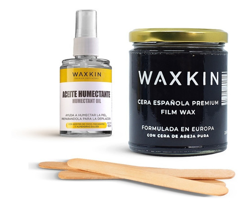 Kit Cera Española Premium Waxkin Piel Sensible + Aceite 