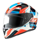 Casco Moto Integral Mac Speed Zwitz Blanco Rojo Azul Brillo 