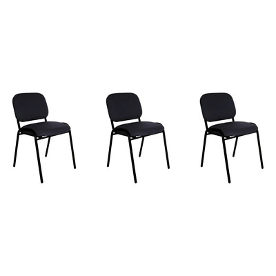 Silla Visita Oficina Consultorio Sala Espera Tela, Set De 3 Color Negro Material del tapizado Algodón | Envío gratis