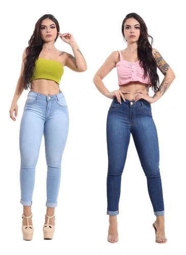 Kit 2 Calça Capri Feminina Jeans Com Licra Promoção Linda 21