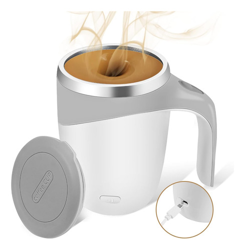 Tazon Con Batidor Revolvedor Cafe Leche Taza Recargable Usb