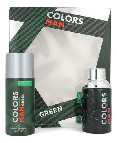 Set Benetton Colors Green 2 Pzas Edt Original