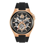 Reloj Bulova Maquina Para Hombre En Oro Rosa/negro 98a177