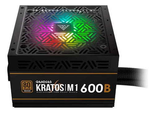 Fonte Gamdias Kratos M1 600 Watts 80 Plus Rgb