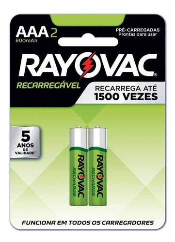 Pilha Aaa Recarregavel 600mah Ld724-2br Rayovac - 2un