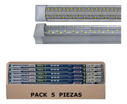 Lampara Led Tubo Regleta 48w De 120cm Luz Fria Pack 5 Piezas