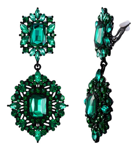 Ever Faith Aretes De Cristal Para Mujer Clip-on Elegante