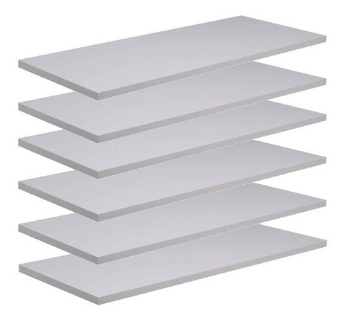 Kit 8 Prateleiras Tábua Lisa Mdf 120x30 Branco 120308