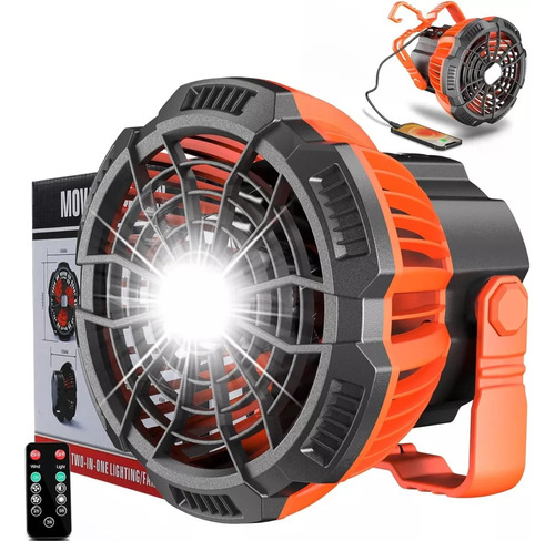 Ventilador De Camping, Portátil Y Recargable,con Led Luz