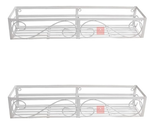  2 Un Floreiras Horizontais 40cm Em Ferro Branco Preço Baixo