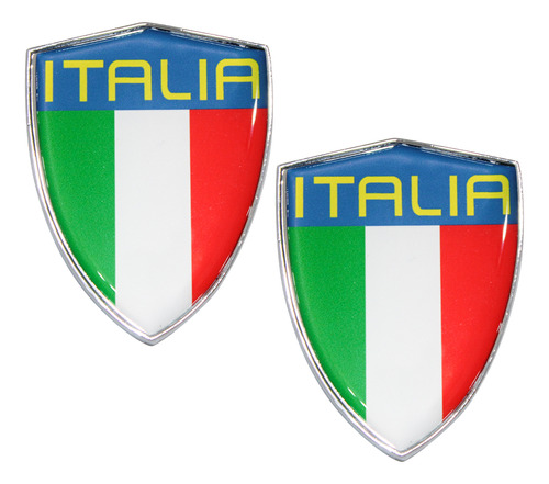 Par Adesivo Logo Resina Escudo Da Italia C/ Moldura Cromada
