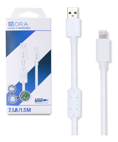 Cable De Carga Compatible Con iPhone 1hora 2.1a Rudo 1.5m 