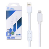 Cable De Carga Compatible Con iPhone 1hora 2.1a Rudo 1.5m 