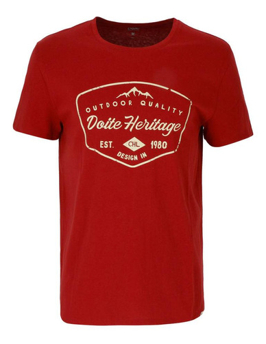 Polera Algodon Manga Corta Insignia Hombre Rojo Doite