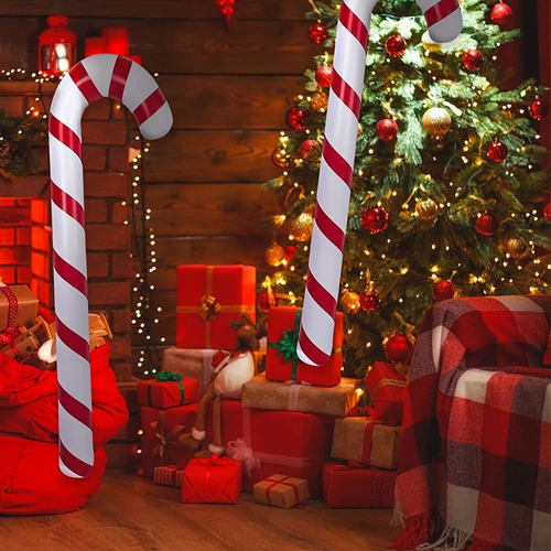 Adorno Decoracion Navidad Inflable Baston Caramelo Gigante 