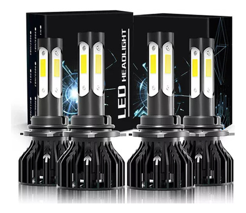 Kit De Faros Led De 4 Lados 9005+9006 Para Luces Altas Y Baj