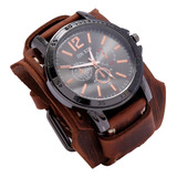 Reloj De Pulsera Para Hombre, Esfera Redonda, Reloj Marrón