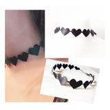 Collar Choker Gargantilla Cinta Corazones Raso Regulable 