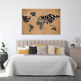 Cuadro Canvas Mapa Mundi Cafe Elegante Decoracion 90x60