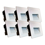 Pack 6 Spot Embutir Blanco Pared Escalera 3w Cálido Cam Vk