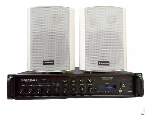 Amplificador Sonido Ambiental 250w + 4 Bafles 5 Pulgadas 60w