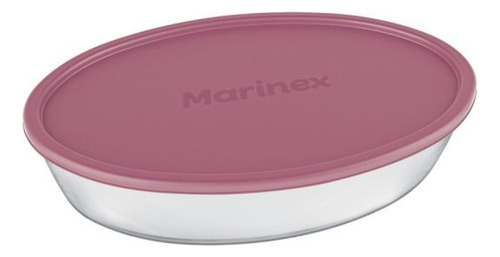 Assadeira Vidro Oval Com Tampa Plástica Marinex 2,4l