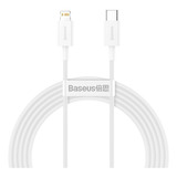 Baseus Cabo Lightning Tipo C A De Carregamento Rápido 20w 2m Branco