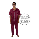 Pijama Pluz Size Masculino Adulto Meia Estação Blusa E Calça