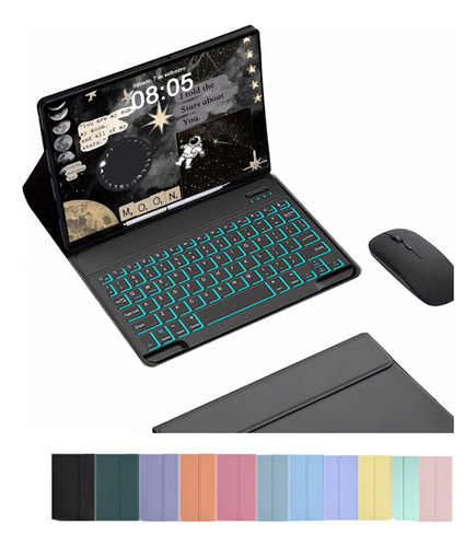 Capa Com Teclado Iluminado E Mouse Para Samsung Tab A8