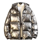 Chaqueta Parka Con Capucha Plateada Brillante A La Moda De 2