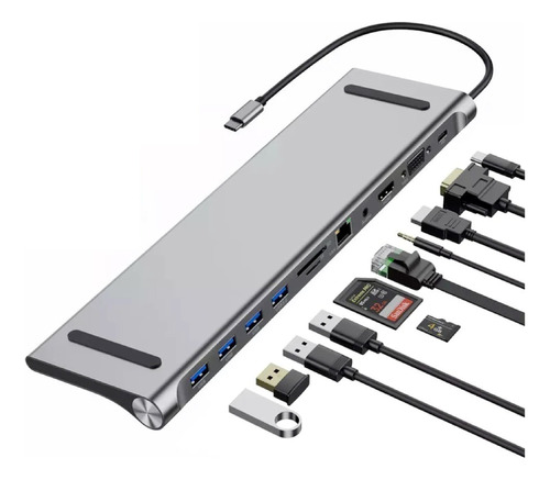 Dock Usb C Multipuerto Hdmi Vga / Usb 3.0 / Sd-microsd / Red