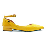 Balerina Flat Amarillo En Combinación Piel Y Charol Pikiki