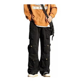 Pantalones Cargo Unisex Holgados Con Múltiples Bolsillos