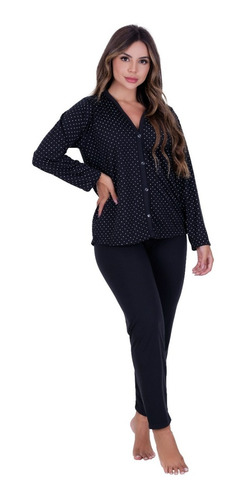 Kit Com 3 Pijama Longo Amamentação - Pós Cirurgia Pós Parto