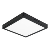 Panel Plafón Led 24w Aplicar Cuadrado Negro Macroled 3000k