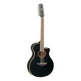 Guitarra Electroacústica Yamaha Docerola Apx700ii 12 Cuerdas Color Negro Orientación De La Mano Derecha