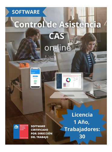 Control Asistencia Certificado D T  Licencia 1 Año, 30 Traba