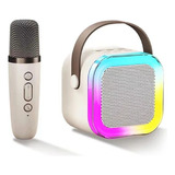 Mini Parlante Karaoke 1 Micrófono Portátil Led Rgb Kawaii 